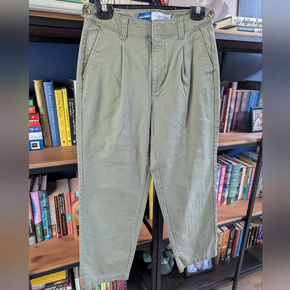 Old Navy Green High-rise Boyfriend Pants